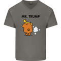 Donald Trump Fart Farting Flatulence Funny Mens V-Neck Cotton T-Shirt Charcoal