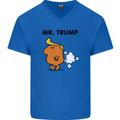 Donald Trump Fart Farting Flatulence Funny Mens V-Neck Cotton T-Shirt Royal Blue