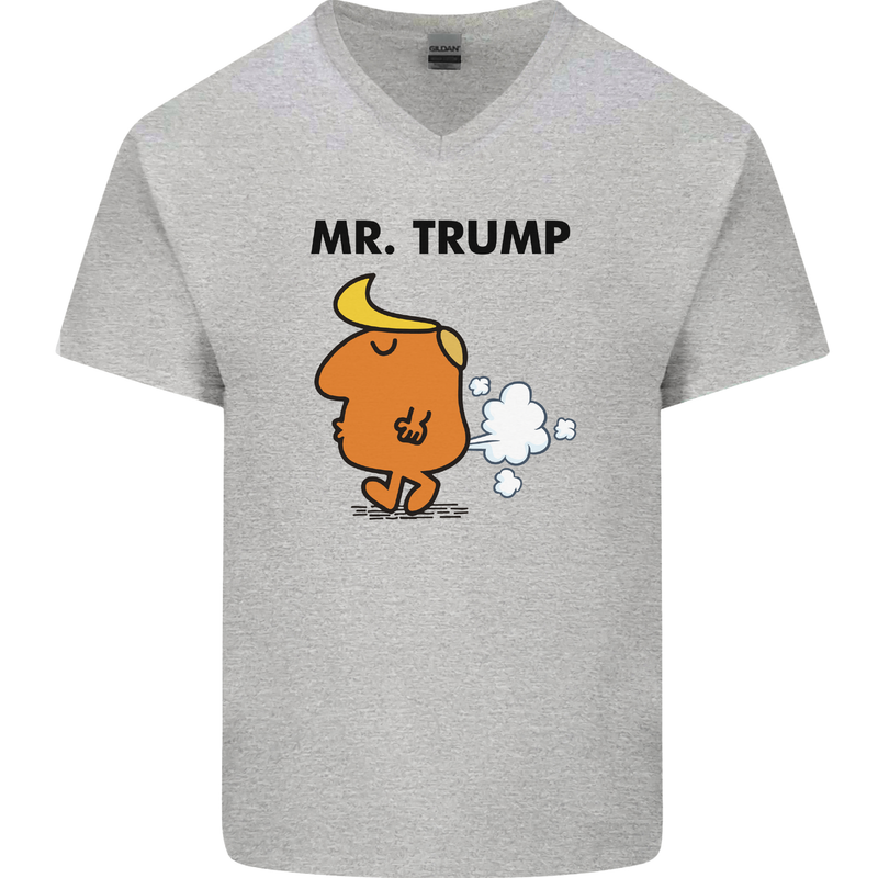 Donald Trump Fart Farting Flatulence Funny Mens V-Neck Cotton T-Shirt Sports Grey