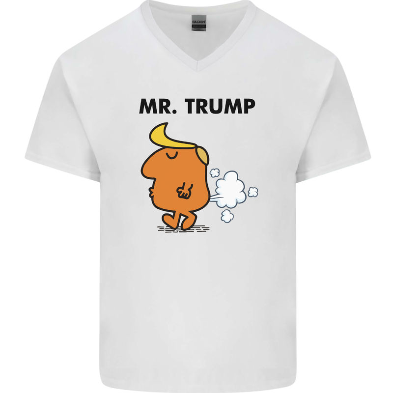 Donald Trump Fart Farting Flatulence Funny Mens V-Neck Cotton T-Shirt White