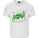 Dont Ask Why Im Vegan Mens V-Neck Cotton T-Shirt White