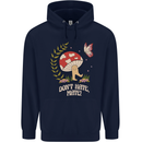 Dont Hate Mate Peace Hippy Toadstool Childrens Kids Hoodie Navy Blue