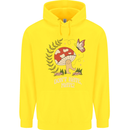 Dont Hate Mate Peace Hippy Toadstool Childrens Kids Hoodie Yellow