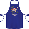 Dont Hate Mate Peace Hippy Toadstool Cotton Apron 100% Organic Royal Blue