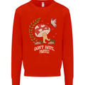Dont Hate Mate Peace Hippy Toadstool Kids Sweatshirt Jumper Bright Red