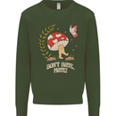 Dont Hate Mate Peace Hippy Toadstool Kids Sweatshirt Jumper Forest Green