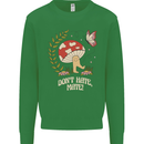 Dont Hate Mate Peace Hippy Toadstool Kids Sweatshirt Jumper Irish Green