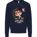 Dont Hate Mate Peace Hippy Toadstool Kids Sweatshirt Jumper Navy Blue