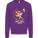 Dont Hate Mate Peace Hippy Toadstool Kids Sweatshirt Jumper Purple