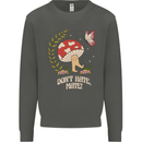 Dont Hate Mate Peace Hippy Toadstool Kids Sweatshirt Jumper Storm Grey