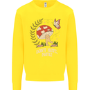 Dont Hate Mate Peace Hippy Toadstool Kids Sweatshirt Jumper Yellow