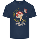Dont Hate Mate Peace Hippy Toadstool Kids T-Shirt Childrens Navy Blue