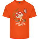 Dont Hate Mate Peace Hippy Toadstool Kids T-Shirt Childrens Orange
