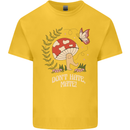 Dont Hate Mate Peace Hippy Toadstool Kids T-Shirt Childrens Yellow