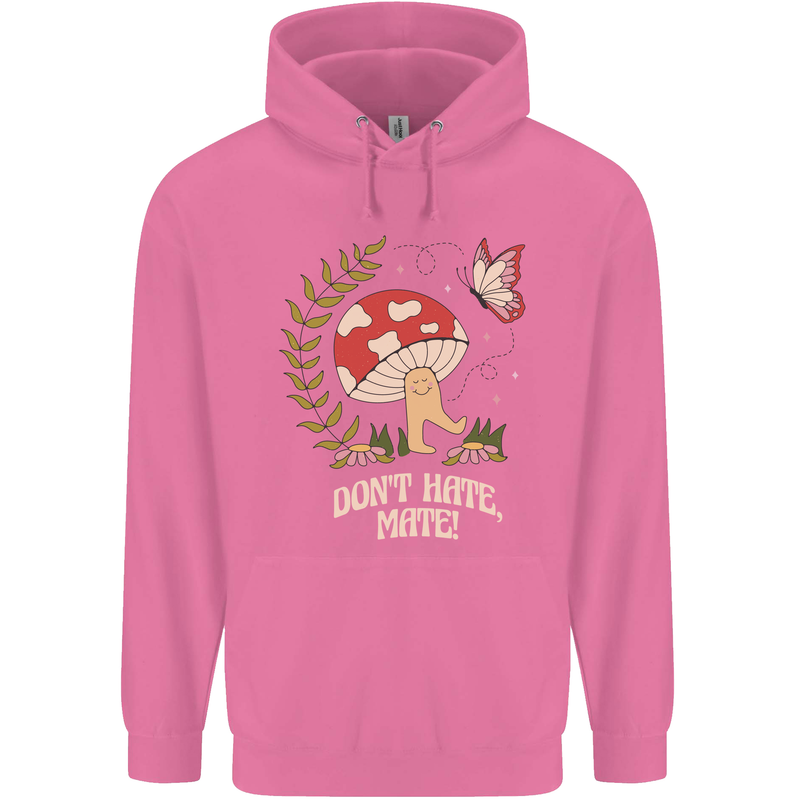 Dont Hate Mate Peace Hippy Toadstool Mens 80% Cotton Hoodie Azelea