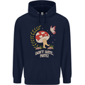 Dont Hate Mate Peace Hippy Toadstool Mens 80% Cotton Hoodie Navy Blue