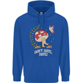 Dont Hate Mate Peace Hippy Toadstool Mens 80% Cotton Hoodie Royal Blue