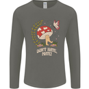 Dont Hate Mate Peace Hippy Toadstool Mens Long Sleeve T-Shirt Charcoal