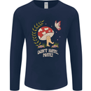 Dont Hate Mate Peace Hippy Toadstool Mens Long Sleeve T-Shirt Navy Blue