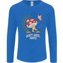 Dont Hate Mate Peace Hippy Toadstool Mens Long Sleeve T-Shirt Royal Blue