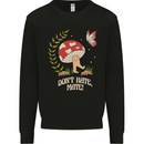 Dont Hate Mate Peace Hippy Toadstool Mens Sweatshirt Jumper Black