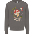 Dont Hate Mate Peace Hippy Toadstool Mens Sweatshirt Jumper Charcoal