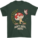 Dont Hate Mate Peace Hippy Toadstool Mens T-Shirt 100% Cotton Forest Green