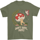 Dont Hate Mate Peace Hippy Toadstool Mens T-Shirt 100% Cotton Military Green