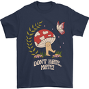Dont Hate Mate Peace Hippy Toadstool Mens T-Shirt 100% Cotton Navy Blue