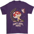 Dont Hate Mate Peace Hippy Toadstool Mens T-Shirt 100% Cotton Purple