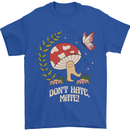 Dont Hate Mate Peace Hippy Toadstool Mens T-Shirt 100% Cotton Royal Blue