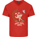 Dont Hate Mate Peace Hippy Toadstool Mens V-Neck Cotton T-Shirt Red