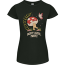 Dont Hate Mate Peace Hippy Toadstool Womens Petite Cut T-Shirt Black