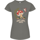 Dont Hate Mate Peace Hippy Toadstool Womens Petite Cut T-Shirt Charcoal