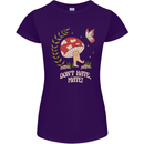 Dont Hate Mate Peace Hippy Toadstool Womens Petite Cut T-Shirt Purple