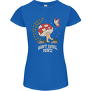 Dont Hate Mate Peace Hippy Toadstool Womens Petite Cut T-Shirt Royal Blue