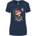 Dont Hate Mate Peace Hippy Toadstool Womens Wider Cut T-Shirt Navy Blue