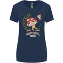 Dont Hate Mate Peace Hippy Toadstool Womens Wider Cut T-Shirt Navy Blue