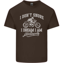 Dont Snore I Dream I'm a Motorcycle Biker Kids T-Shirt Childrens Chocolate