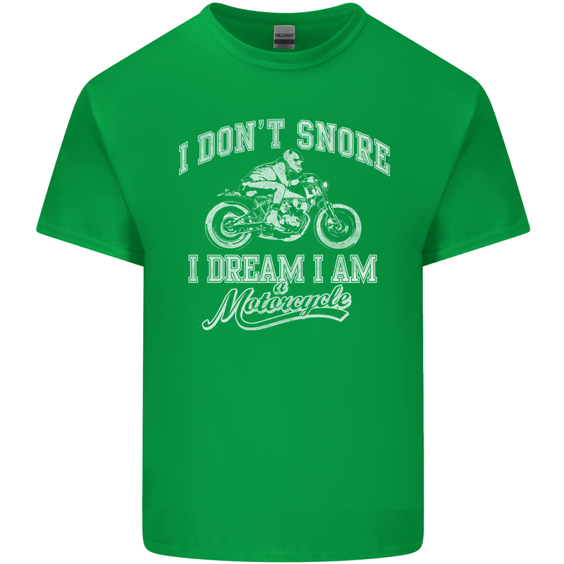 Dont Snore I Dream I'm a Motorcycle Biker Kids T-Shirt Childrens Irish Green