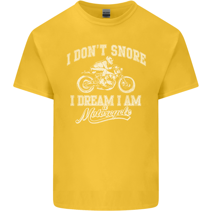 Dont Snore I Dream I'm a Motorcycle Biker Kids T-Shirt Childrens Yellow