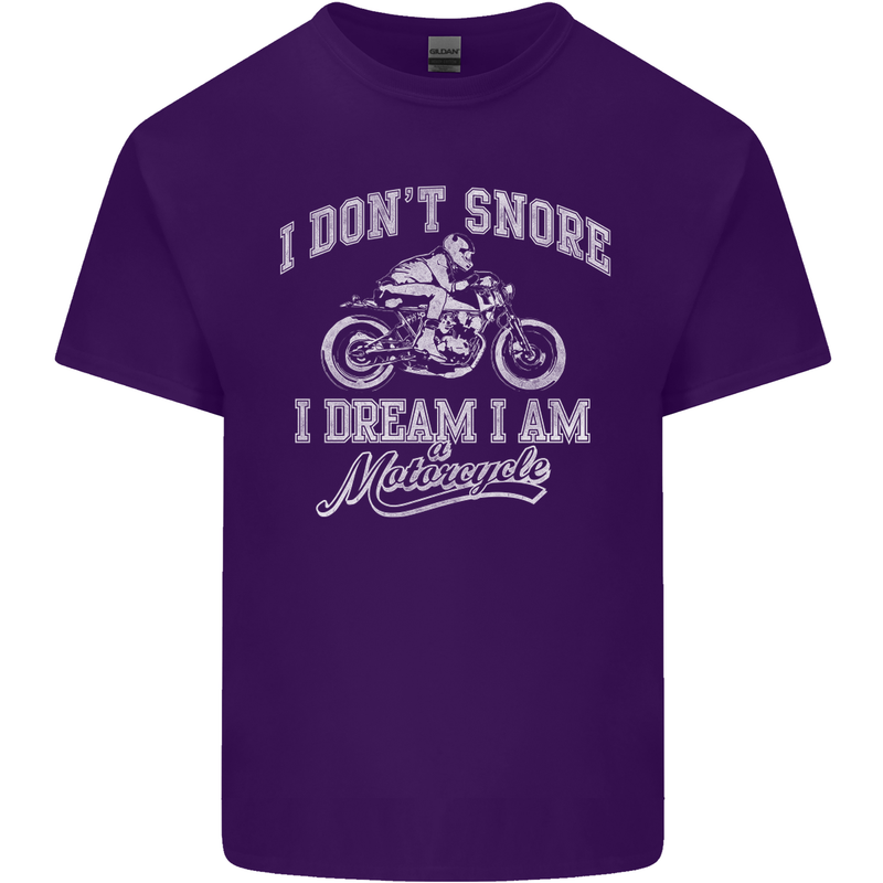 Dont Snore I Dream I'm a Motorcycle Biker Mens Cotton T-Shirt Tee Top Purple