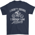 Dont Snore I Dream I'm a Motorcycle Biker Mens T-Shirt Cotton Gildan Navy Blue
