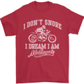 Dont Snore I Dream I'm a Motorcycle Biker Mens T-Shirt Cotton Gildan Red