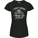 Dont Snore I Dream I'm a Motorcycle Biker Womens Petite Cut T-Shirt Black