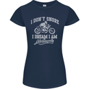 Dont Snore I Dream I'm a Motorcycle Biker Womens Petite Cut T-Shirt Navy Blue