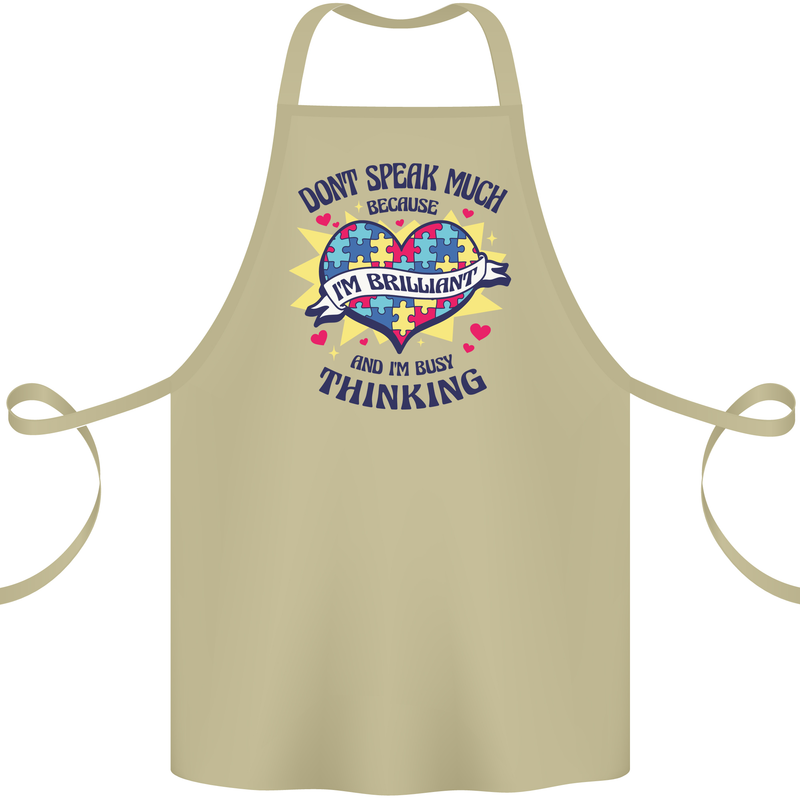 Dont Speak Much Autism Autistic Cotton Apron 100% Organic Khaki