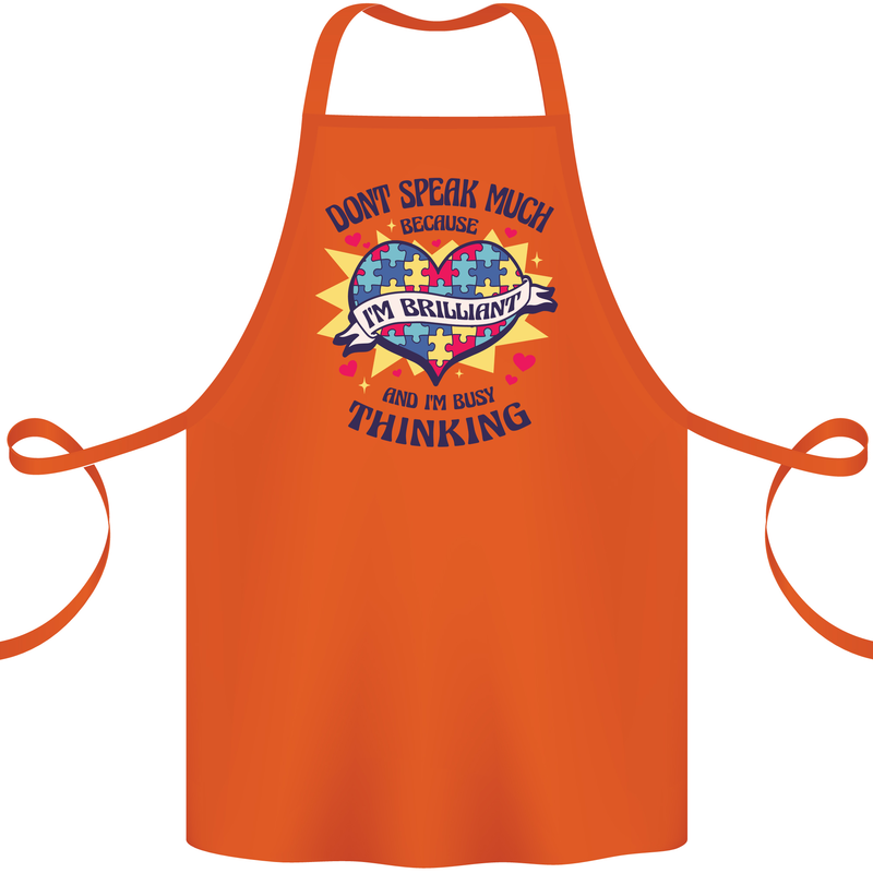 Dont Speak Much Autism Autistic Cotton Apron 100% Organic Orange