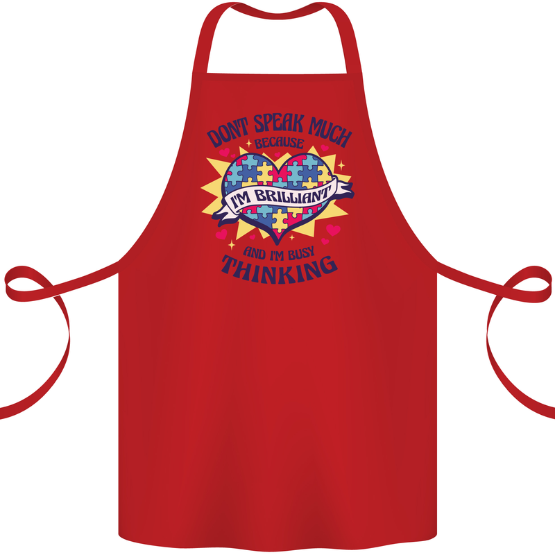 Dont Speak Much Autism Autistic Cotton Apron 100% Organic Red