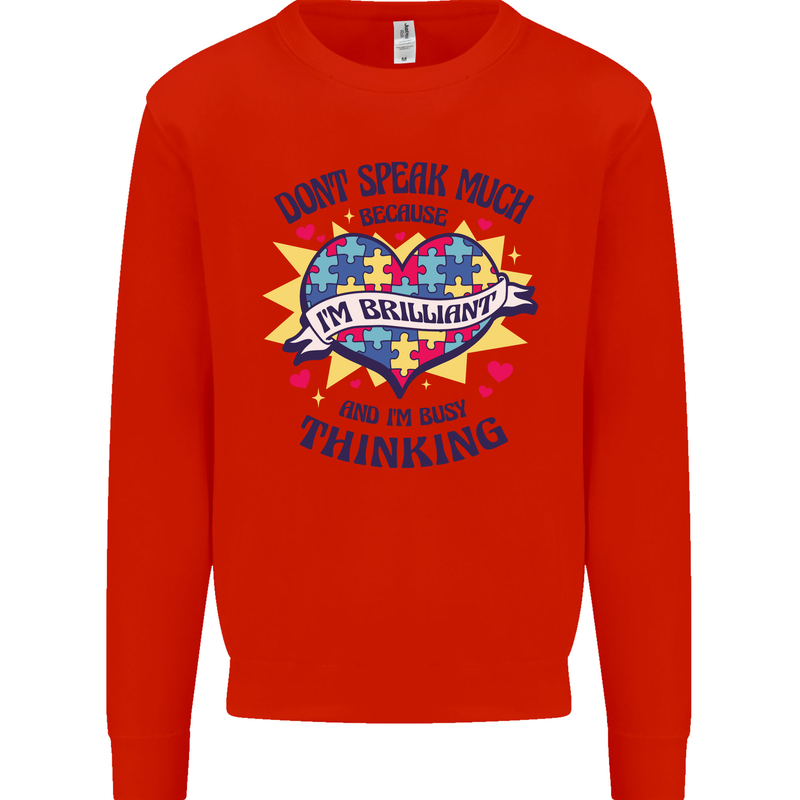 Dont Speak Much Autism Autistic Kids Sweatshirt Jumper Bright Red